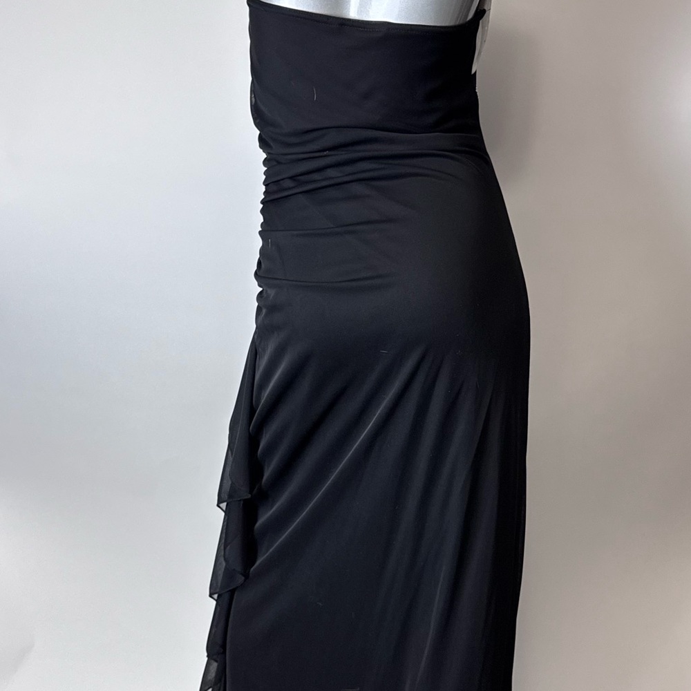 Vintage Y2K Bedazzled White/Black Halter Maxi Dress - Picture 4 of 5